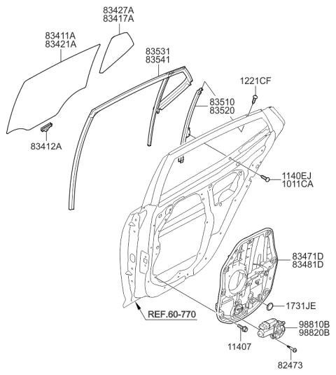 2014 Kia Optima Panel Assembly-Rear Door Module Diagram for 834714C000