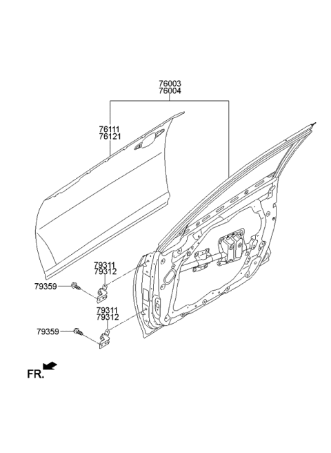 2014 Kia Optima US Georgia Made Front Door Panel Diagram