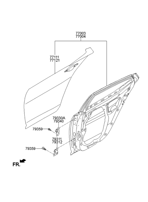 2014 Kia Optima US Georgia Made Rear Door Panel Diagram