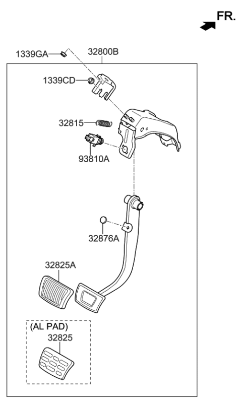 2014 Kia Optima US Georgia Made Brake & Clutch Pedal Diagram