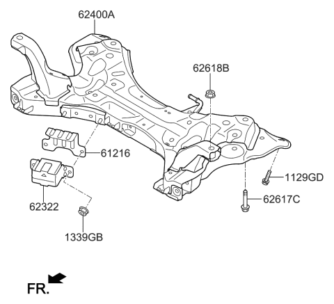 2014 Kia Optima CROSSMEMBER Complete-Front Diagram for 624004C100