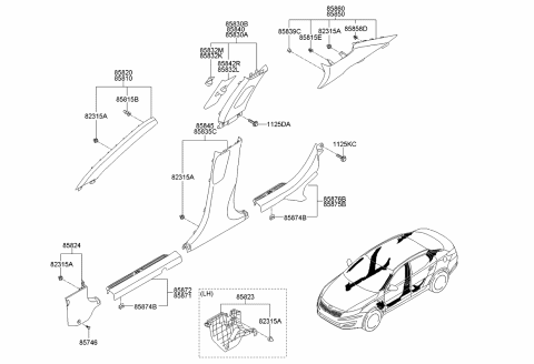 2015 Kia Optima Interior Side Trim Diagram