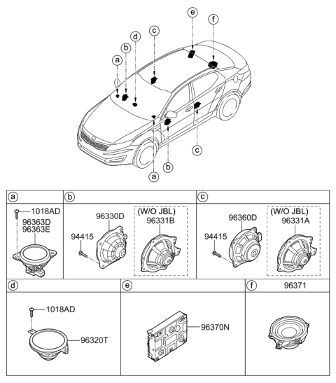 2015 Kia Optima Extension Amplifier Assembly Diagram for 963702T400