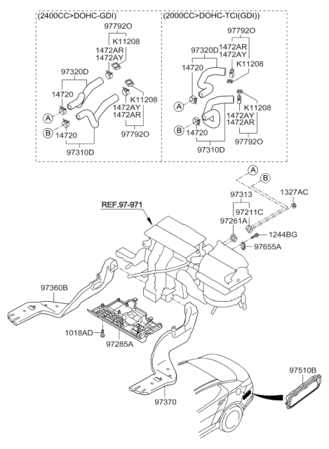 2014 Kia Optima Heater System-Duct & Hose Diagram