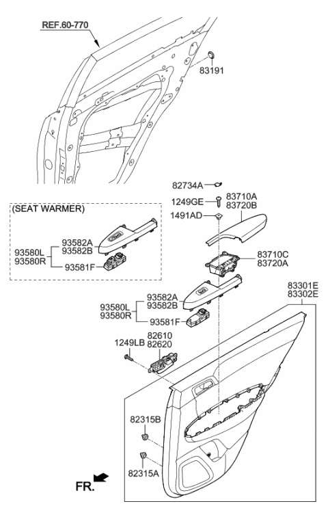2020 Kia Sportage Rear Door Trim Diagram