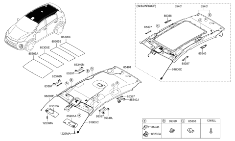 2022 Kia Sportage Sunvisor & Head Lining Diagram