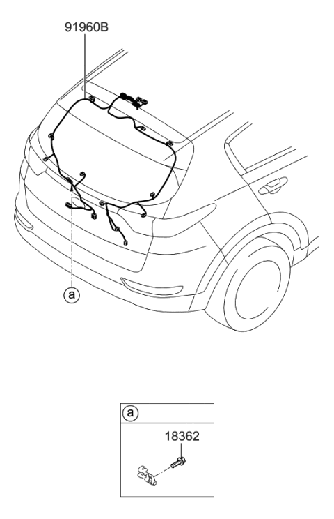 2020 Kia Sportage Wiring Assembly-Tail GAT Diagram for 91650D9540