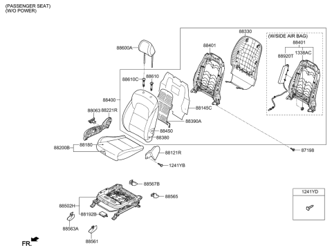 2022 Kia Sportage Knob-Front Seat Recliner Diagram for 88240D9000WK