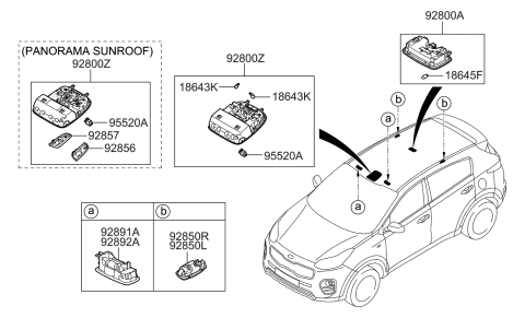 2020 Kia Sportage Lamp Assembly-Room Diagram for 92850D9000ED