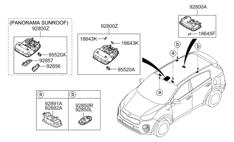 2020 Kia Sportage Shade Assembly-Map LH Diagram for 92805D9000WK