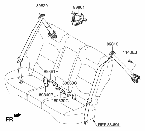 2022 Kia Sportage Rear Seat Belt Diagram