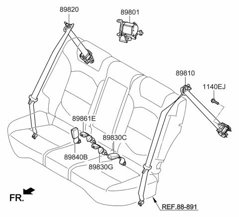 2021 Kia Sportage Rear Seat Belt Diagram