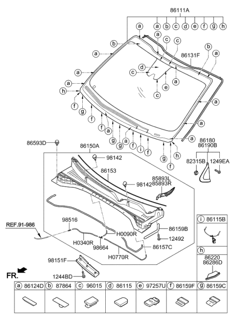 2022 Kia Sportage Windshield Glass Diagram for 86111D9510