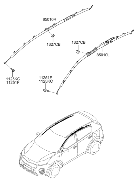 2022 Kia Sportage Curtain Air Bag Module, Left Diagram for 85010D9000