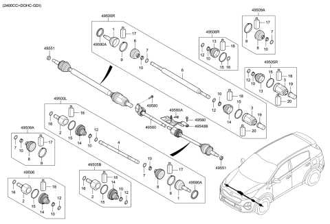 2020 Kia Sportage Drive Shaft (Front) Diagram 1