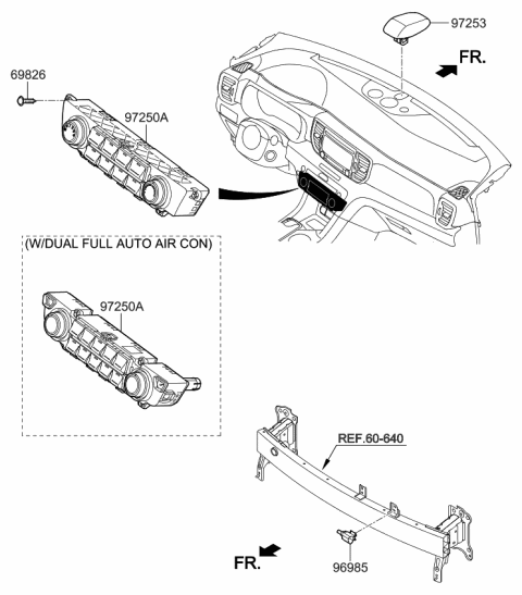 2020 Kia Sportage Control Assembly-Heater Diagram for 97250D9FB0AK5