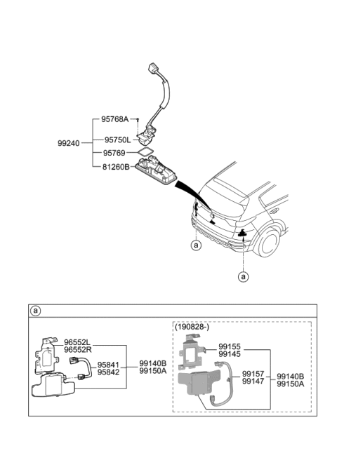 2020 Kia Sportage Trunk Lid Outside Handle & Lock Assembly Diagram for 81260D3510