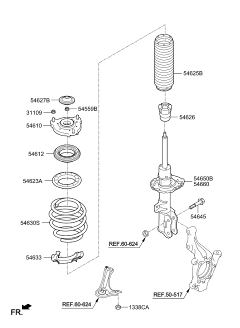 2022 Kia Sportage Front Strut Assembly Kit, Right Diagram for 54660D9130