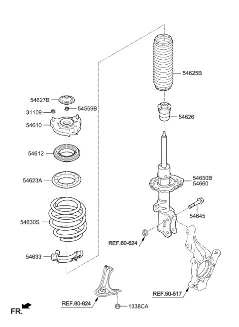 2022 Kia Sportage Front Strut Assembly Kit, Left Diagram for 54650D9800