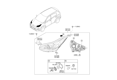 2022 Kia Sportage Driver Side Headlight Assembly Diagram for 92101D9541