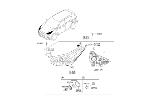 2022 Kia Sportage Passenger Side Headlight Assembly Diagram for 92102D9540