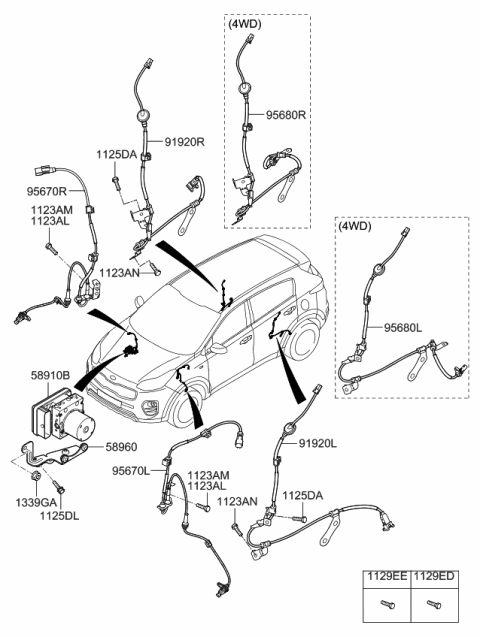 2020 Kia Sportage Cable Assembly-Abs Ext,R Diagram for 91921D9000