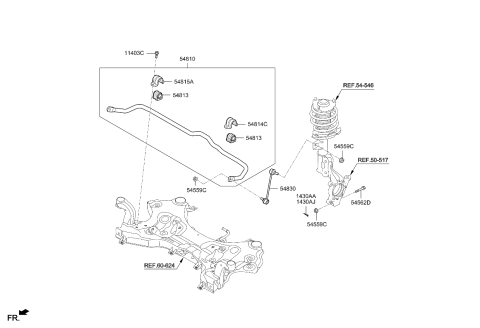 2020 Kia Sportage Bar Assembly-Front Stabilizer Diagram for 54810D3000