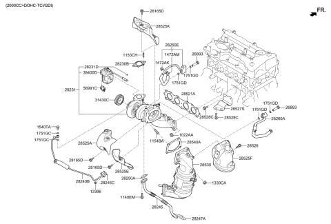 2022 Kia Sportage Catalyst Case Assembly Diagram for 285302GSG0