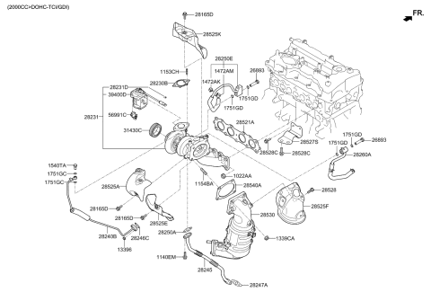 2022 Kia Sportage Pipe & Hose Assembly-T/C Diagram for 282502GTD1