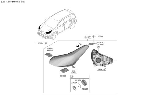 2022 Kia Sportage Bracket Assembly-Head La Diagram for 92143D9500