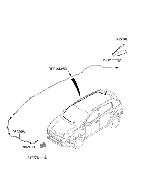 2022 Kia Sportage Combination Antenna Assembly Diagram for 96210D9410BU2