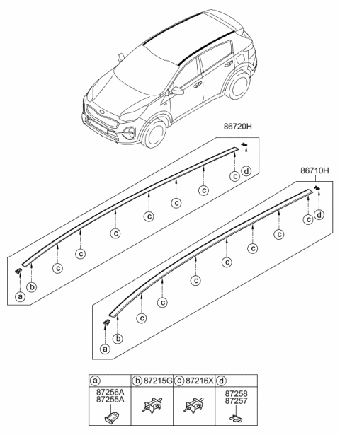 2021 Kia Sportage MOULDING Assembly-Roof,L Diagram for 87230D9000