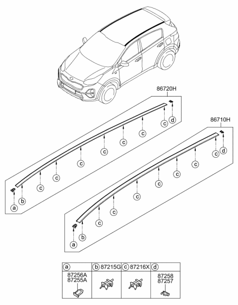 2020 Kia Sportage Roof Garnish & Rear Spoiler Diagram 1