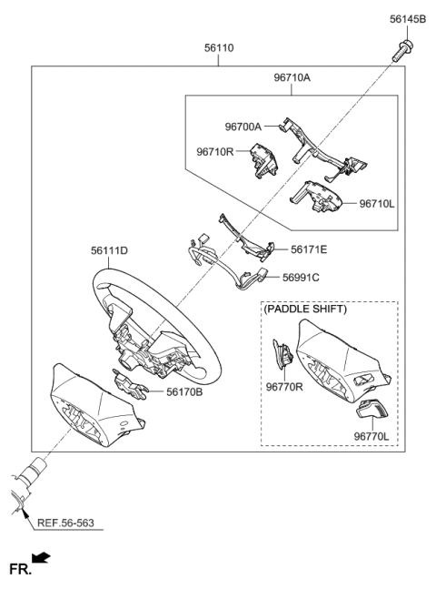 2020 Kia Sportage Steering Wheel Assembly Diagram for 56110D9GB0KA1