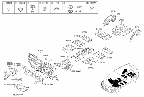 2022 Kia Sportage Pad-ANTIVIBRATION Rear Floor Diagram for 84158D3000