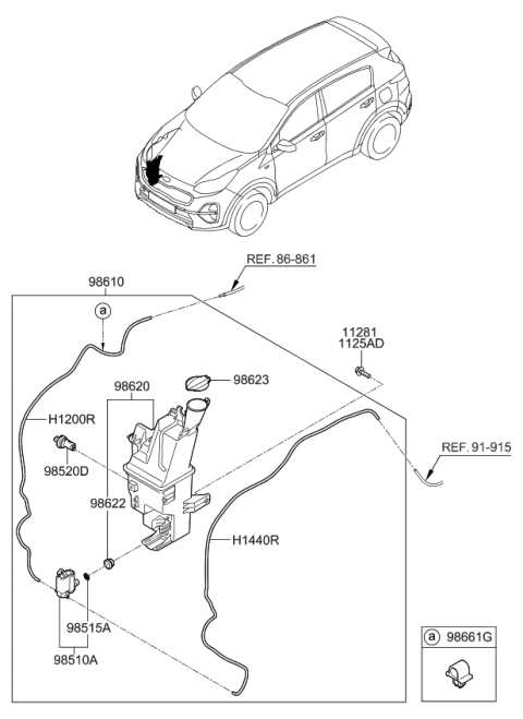 2021 Kia Sportage Reservoir & Pump Assembly Diagram for 98610D9700