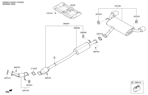 2021 Kia Sportage Center Muffler Complete Diagram for 28600D9500