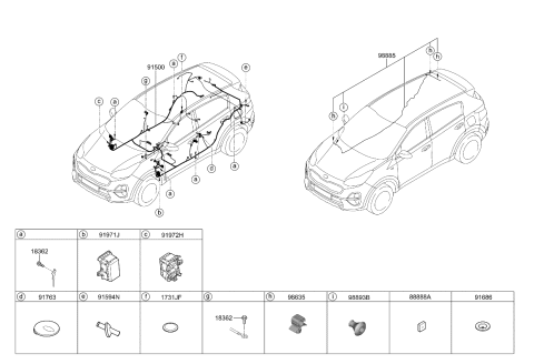 2021 Kia Sportage Wiring Assembly-Floor Diagram for 915B0D9350