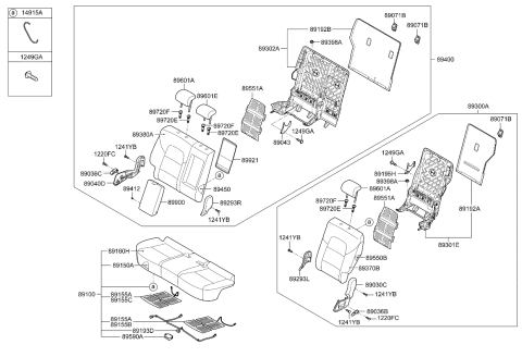 2020 Kia Sportage Rear Seat Back Armrest Assembly Diagram for 89900D9100BGN