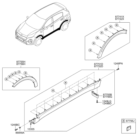 2021 Kia Sportage MOULDING Assembly-Side S Diagram for 87751D9700