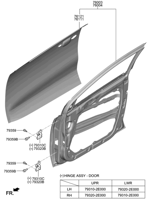 2022 Kia Sportage Panel-Front Door Out Diagram for 76121D9000