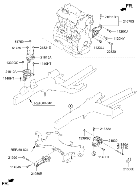 2022 Kia Sportage Engine Mounting Support Bracket Diagram for 21825D9000