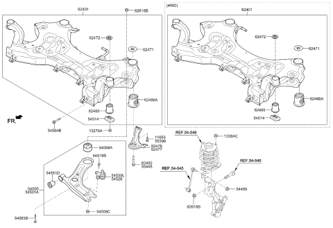 2022 Kia Sportage CROSSMEMBER COMPL Diagram for 62405D9550