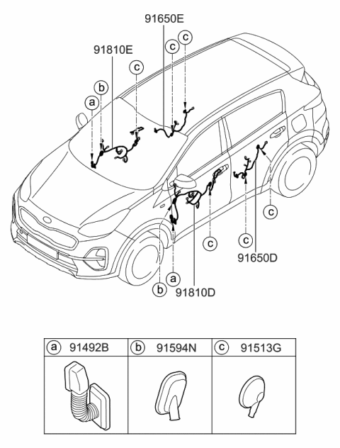2020 Kia Sportage Wiring Assembly-Rr Dr LH Diagram for 91625D9040