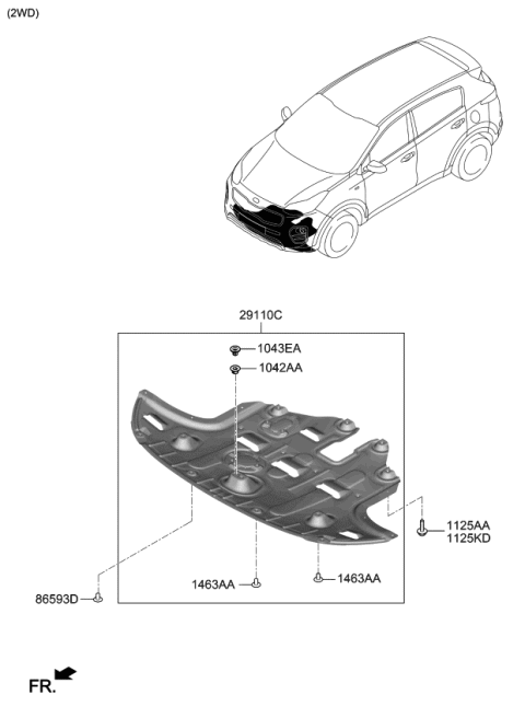 2021 Kia Sportage Panel Assembly-Under COV Diagram for 29110D9650
