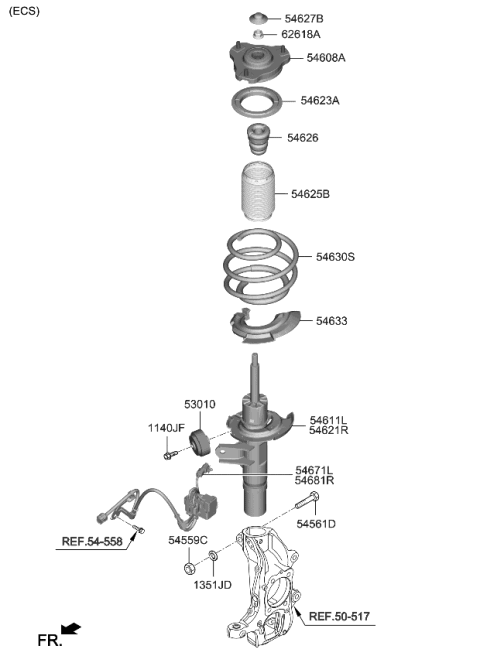 2022 Kia Stinger Spring-Fr Diagram for 54630J5010