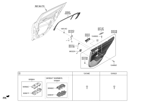 2023 Kia Stinger Power Window Unit Assembly Diagram for 93581J5010