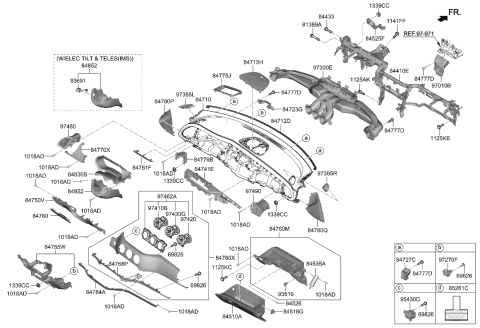 2023 Kia Stinger Crash Pad Diagram