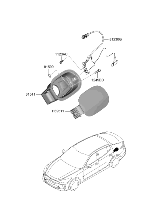 2023 Kia Stinger Fuel Filler Door Diagram