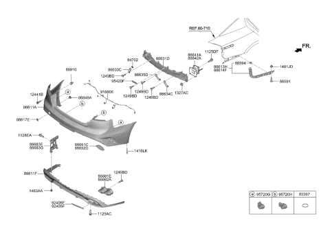 2023 Kia Stinger Ultrasonic Sensor As Diagram for 99310J5200M6B